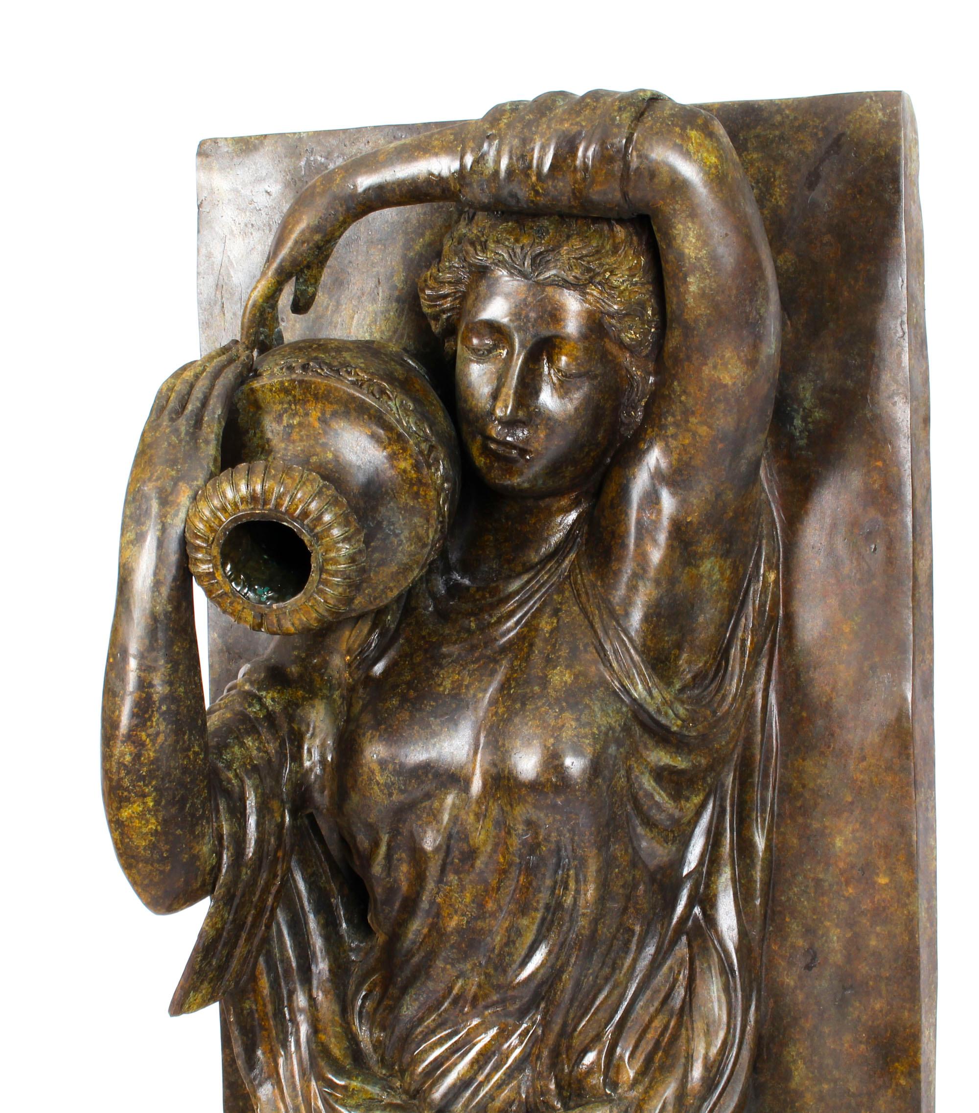 Vintage Bronze Sculpture Fountain of Classical Lady with Amphora, 20th Century In Good Condition In London, GB