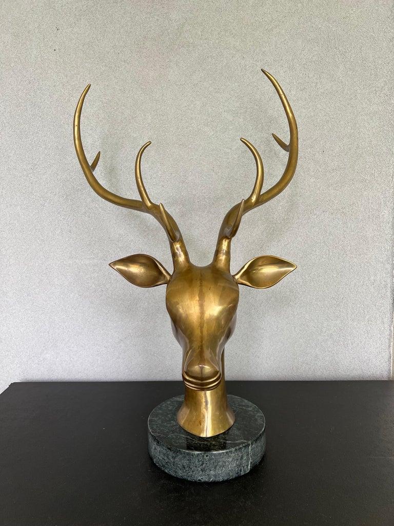 Stunning large 27.5” H solid bronze stag head on marble base
It’s a heavy piece at 27+ pounds but a unique one that would make a statement in any room
16.5