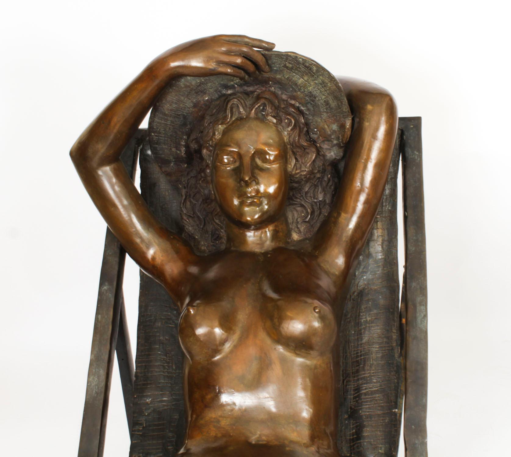 Vintage Large Bronze Sunbathing Ladies Sculptures 20th Century For Sale 2