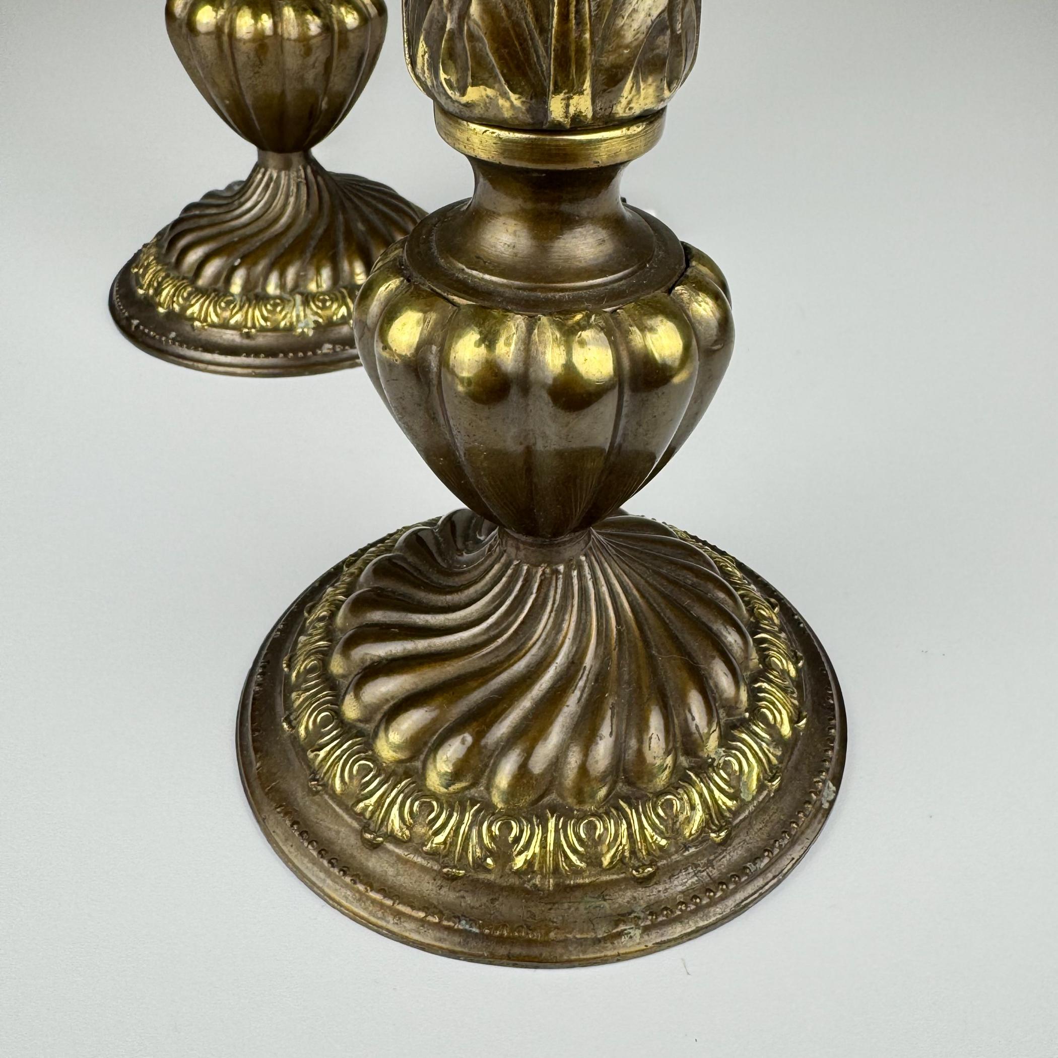 Vintage large bronze table lamps, Italy 1950s, Set of 2 For Sale 4