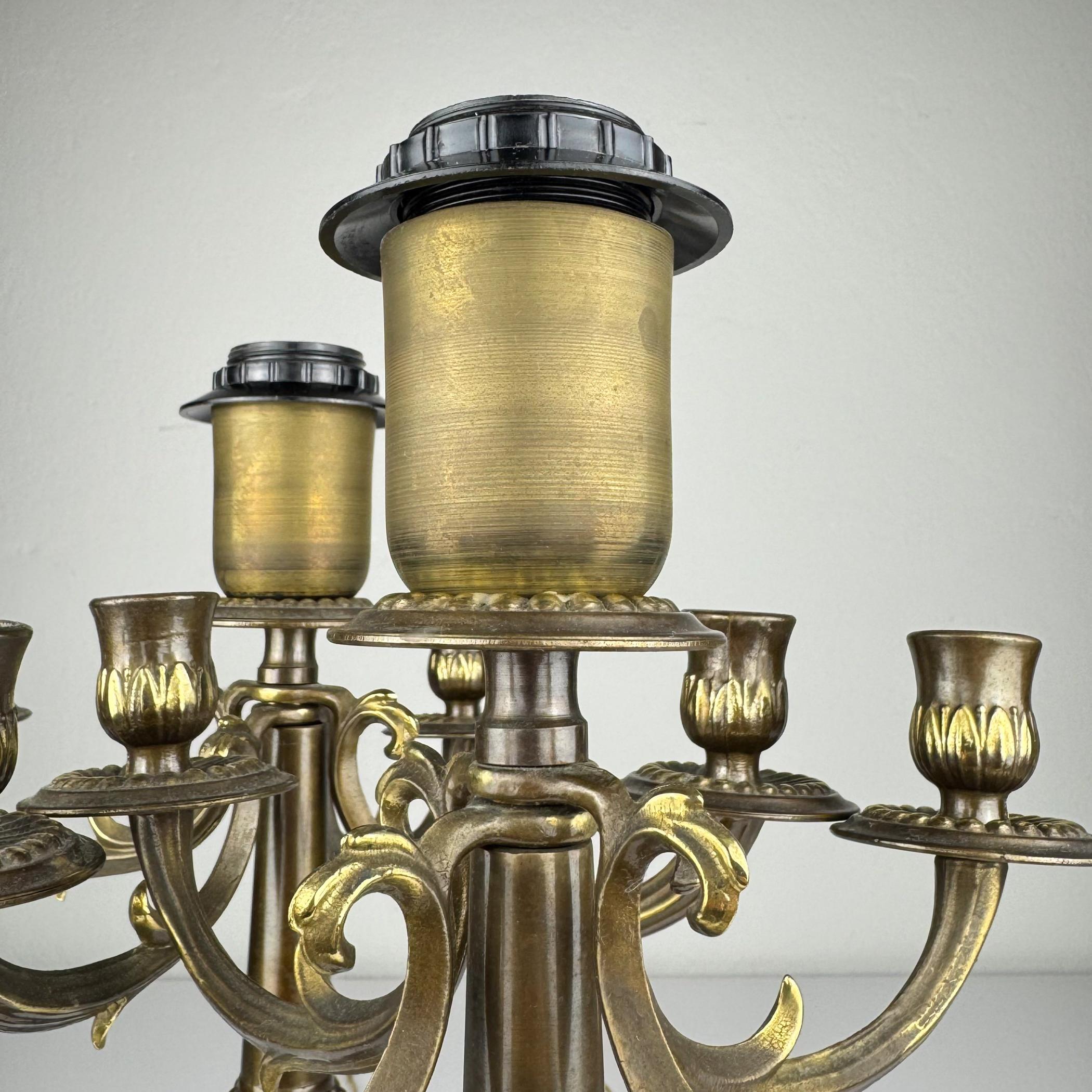 Vintage large bronze table lamps, Italy 1950s, Set of 2 For Sale 5