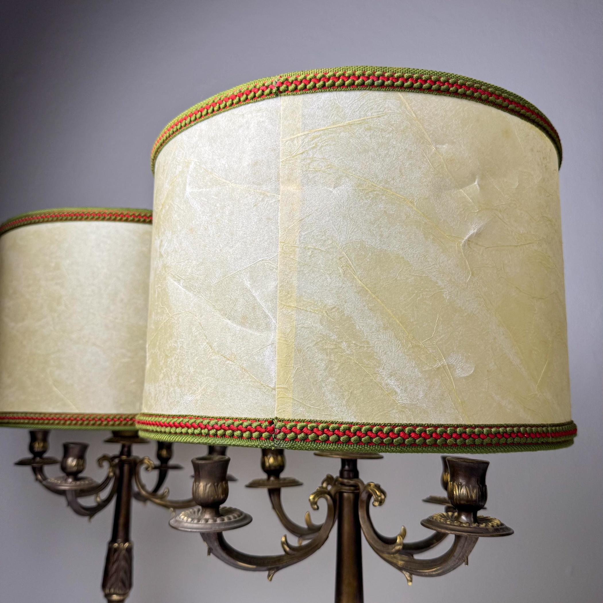 Vintage large bronze table lamps, Italy 1950s, Set of 2 For Sale 12