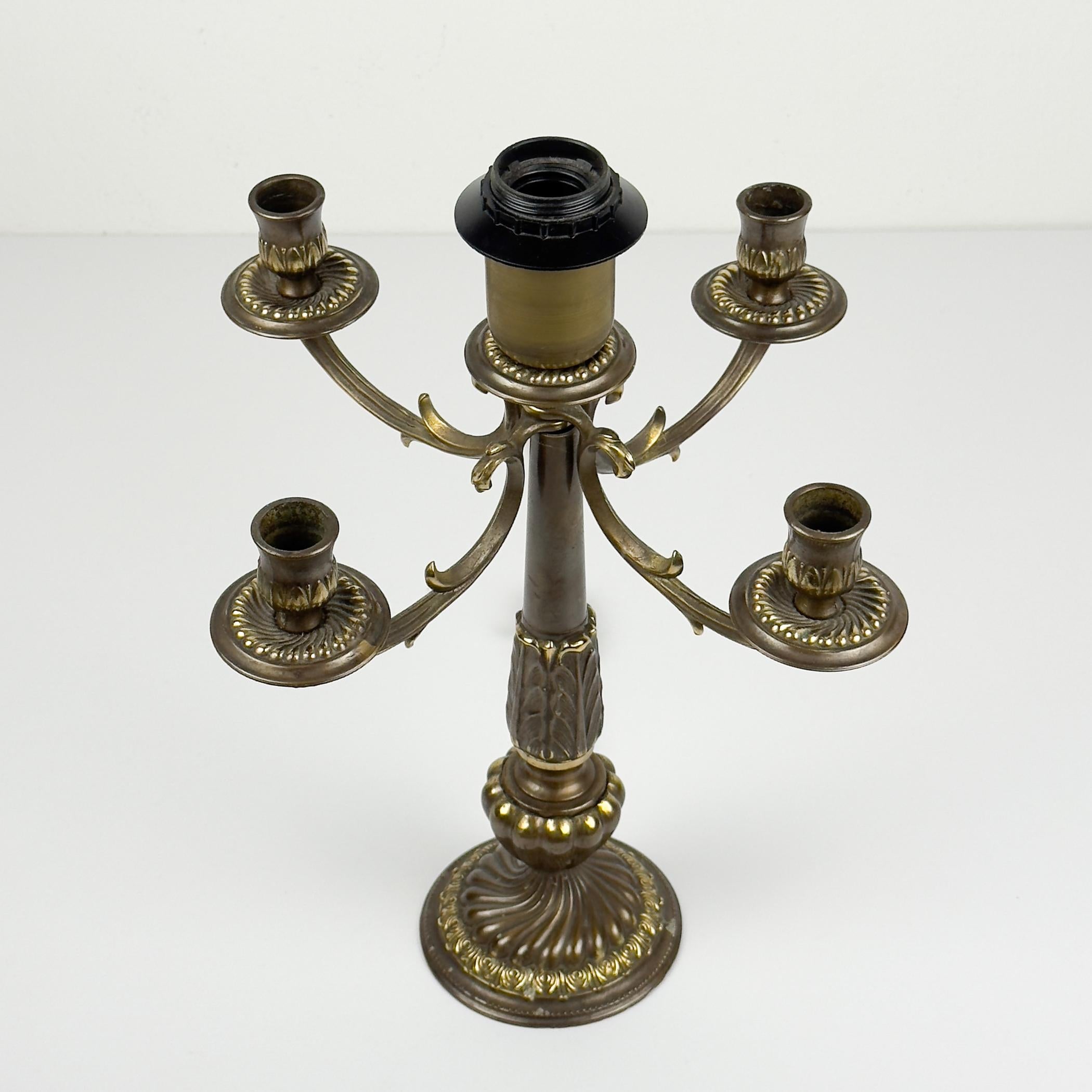 Vintage large bronze table lamps, Italy 1950s, Set of 2 In Good Condition For Sale In Miklavž Pri Taboru, SI