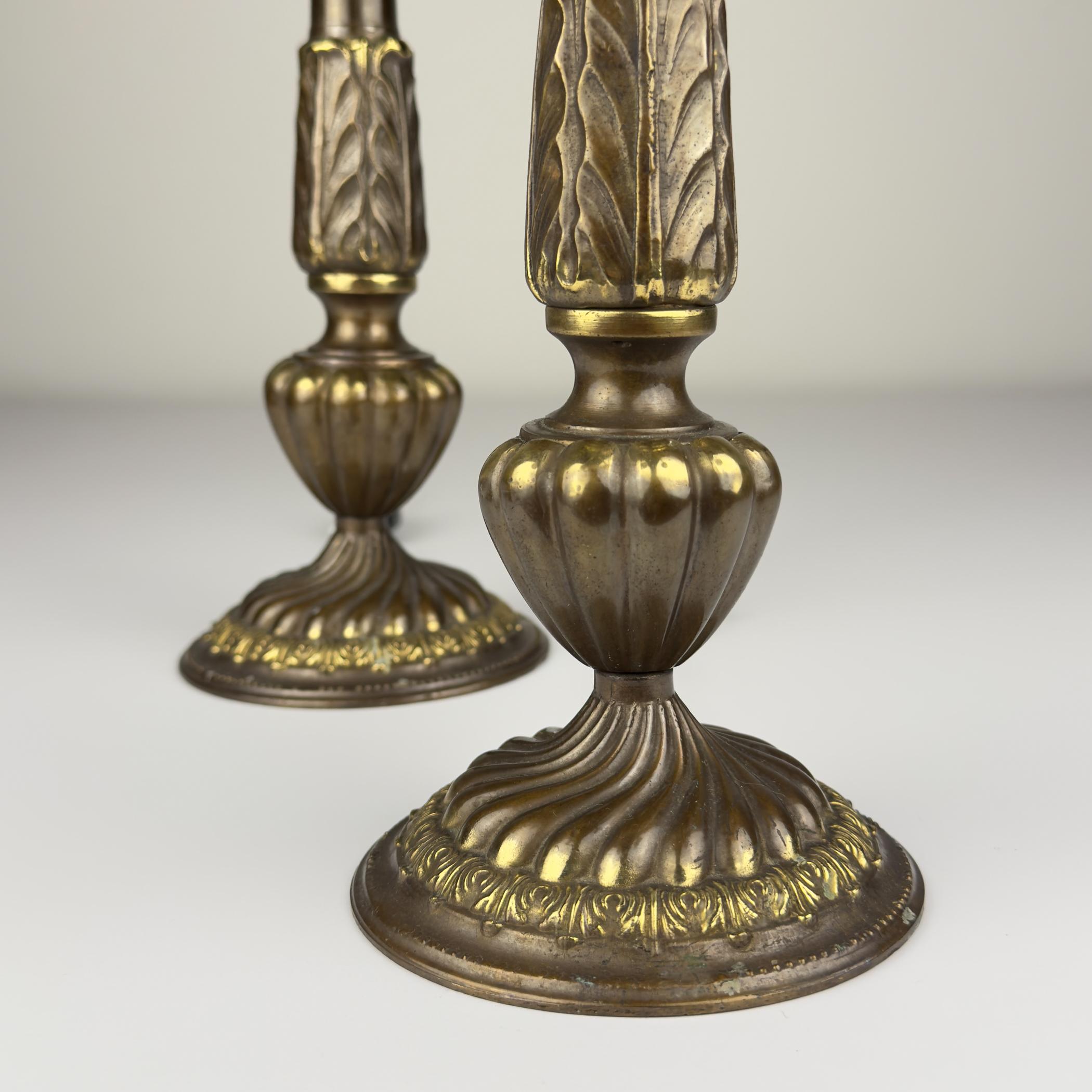 Vintage large bronze table lamps, Italy 1950s, Set of 2 For Sale 2