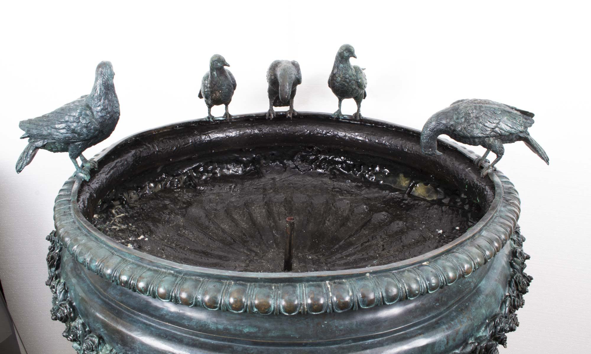 Vintage Large Bronze Urn Garden Fountain Bird Bath Jardiniere, 20th C 5