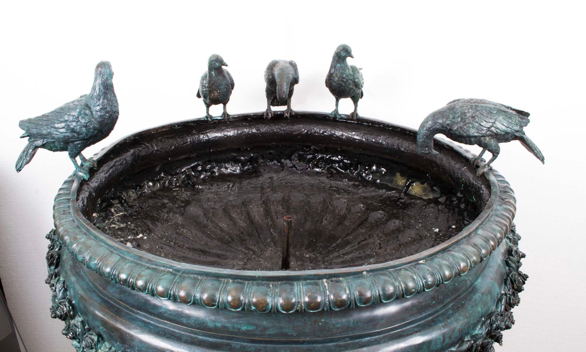 Vintage Large Bronze Urn Garden Fountain Bird Bath Jardiniere 20th C For Sale 7