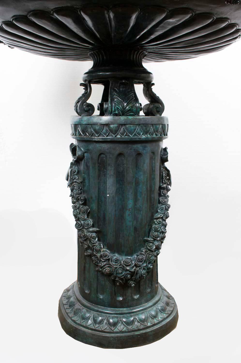 Vintage Large Bronze Urn Garden Fountain Bird Bath Jardinière, 20th Century In Good Condition In London, GB