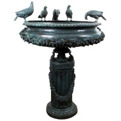 Used Large Bronze Urn Garden Fountain Bird Bath Jardinière, 20th Century