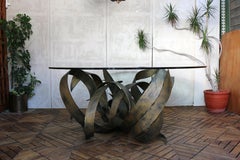 Vintage Large Brutalist Sculptural Round Dining/Center Table, Circa 1970s