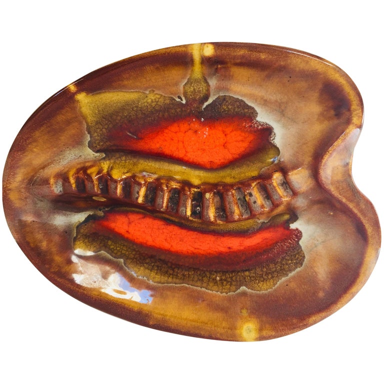 Vintage Large California Ceramic Ashtray in Bright Colors at 1stDibs