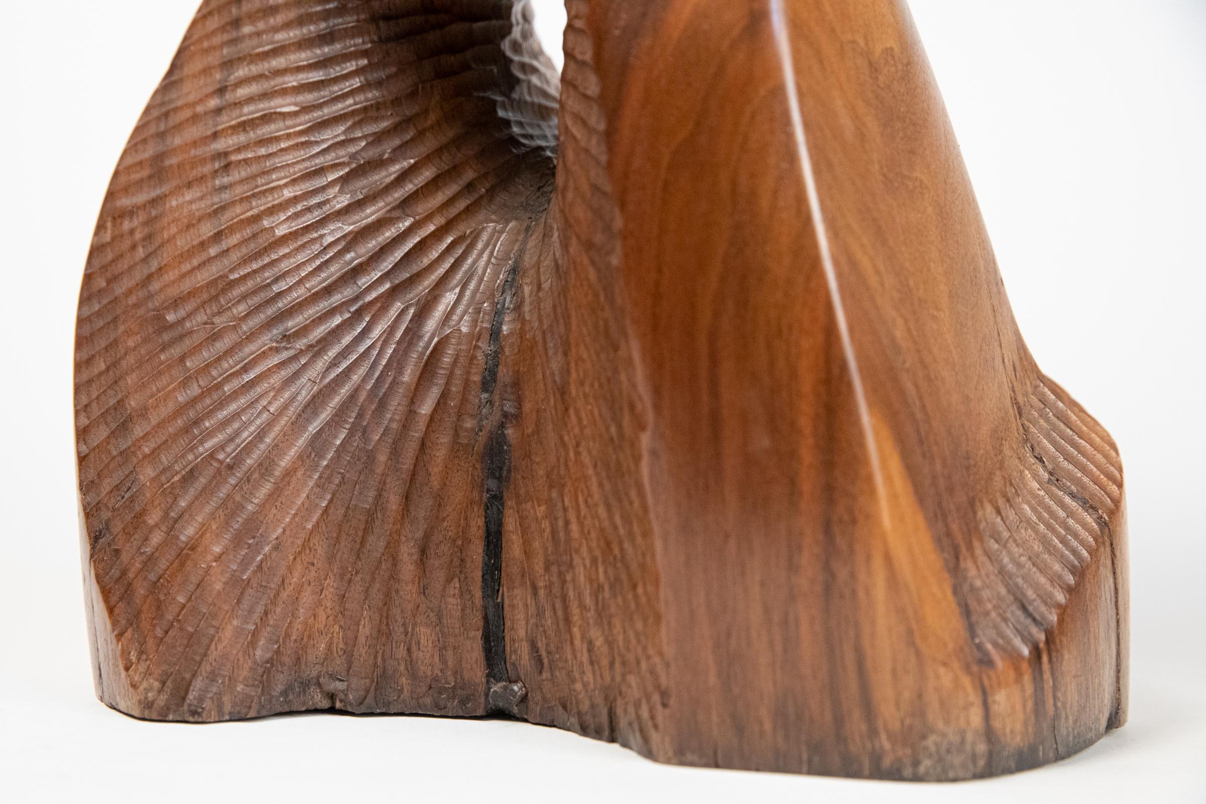Vintage Large Carved Wood Abstract Sculpture Mid-Century Modern Brutalist 8