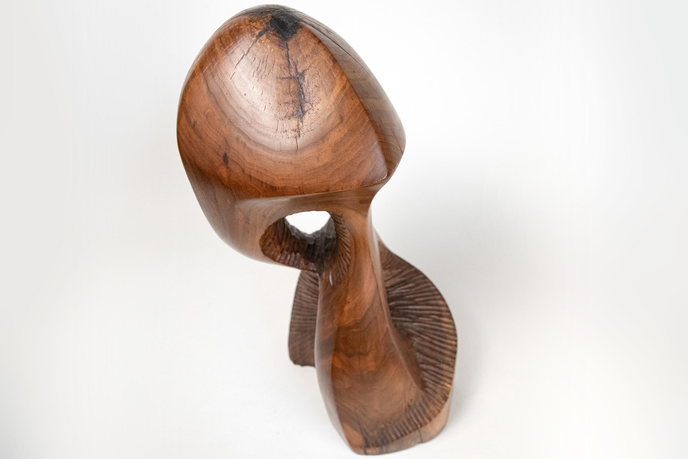 Vintage Large Carved Wood Abstract Sculpture Mid-Century Modern Brutalist 11