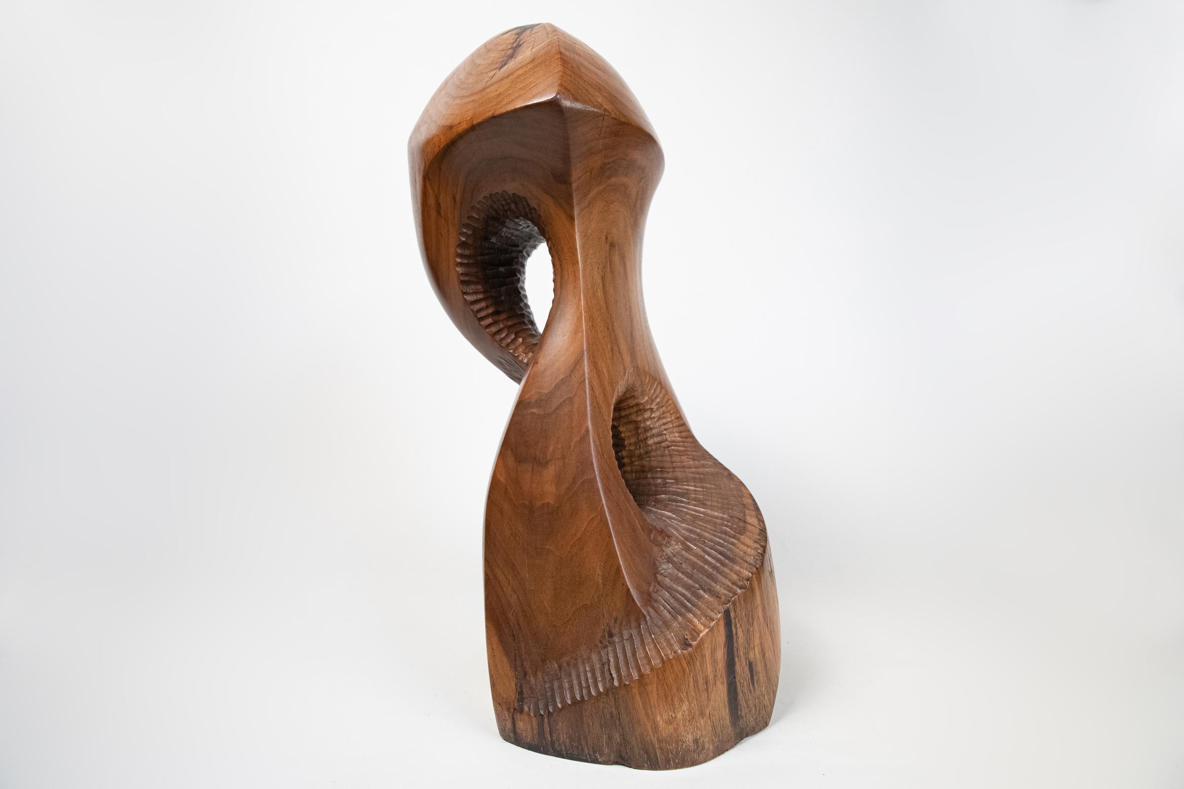 Vintage Large Carved Wood Abstract Sculpture Mid-Century Modern Brutalist In Good Condition In San Diego, CA