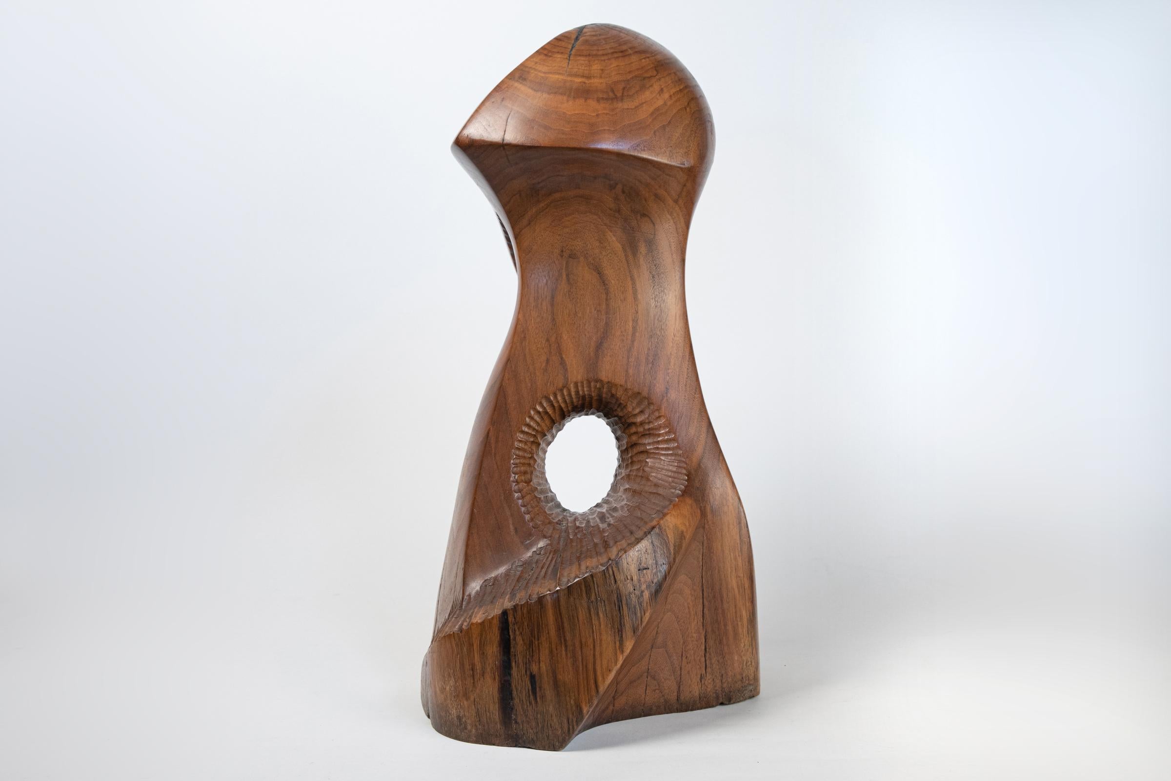 20th Century Vintage Large Carved Wood Abstract Sculpture Mid-Century Modern Brutalist