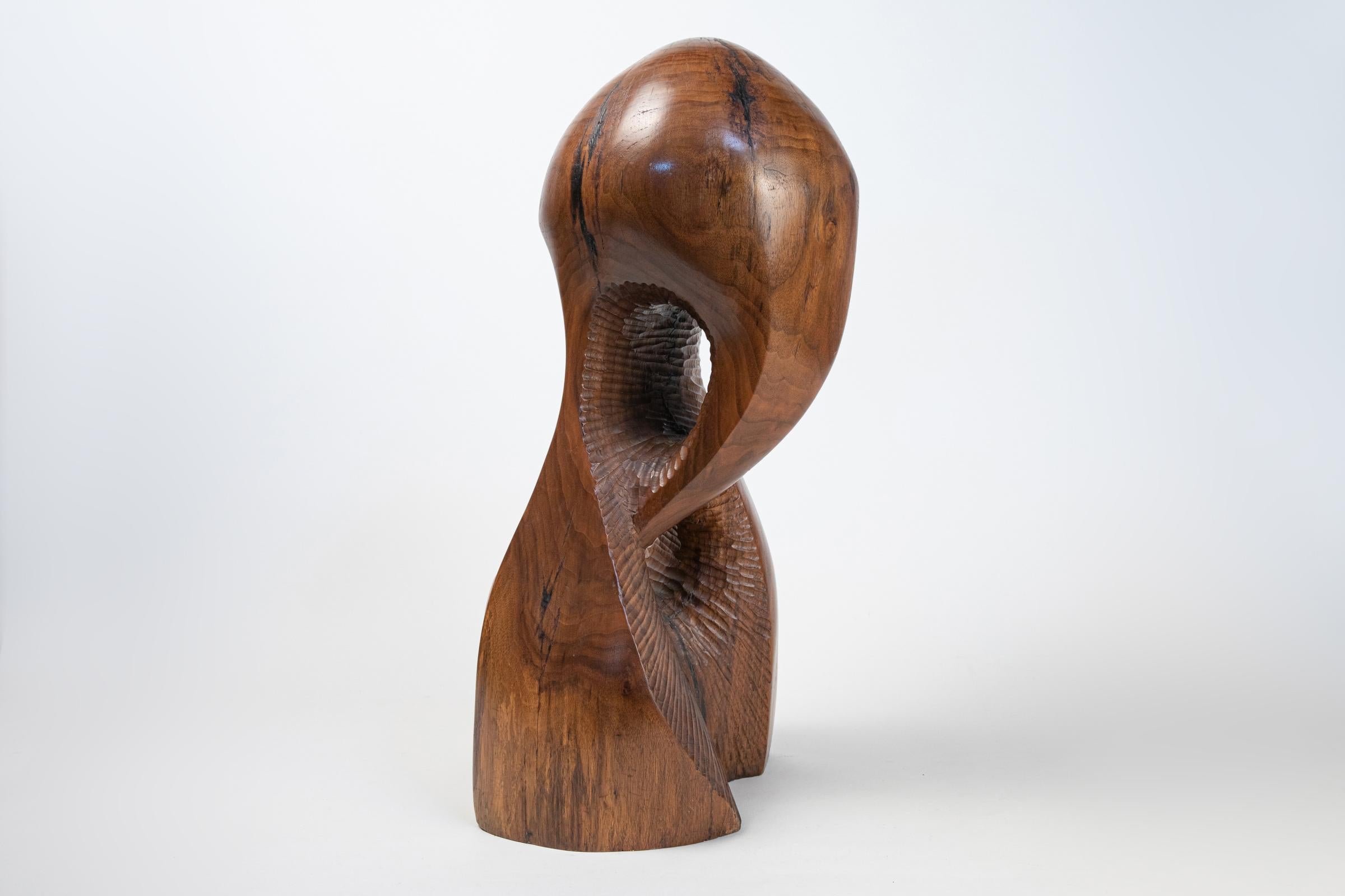 Vintage Large Carved Wood Abstract Sculpture Mid-Century Modern Brutalist 2