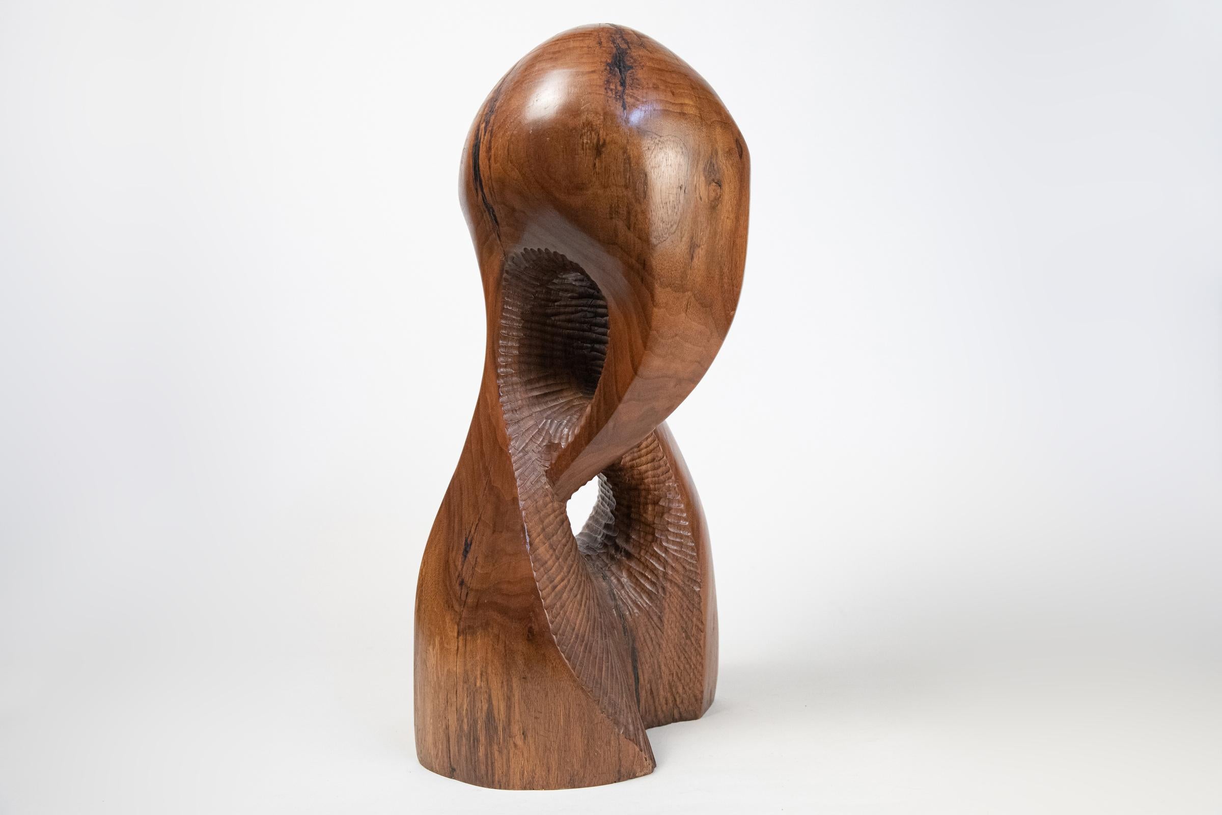 Vintage Large Carved Wood Abstract Sculpture Mid-Century Modern Brutalist 3