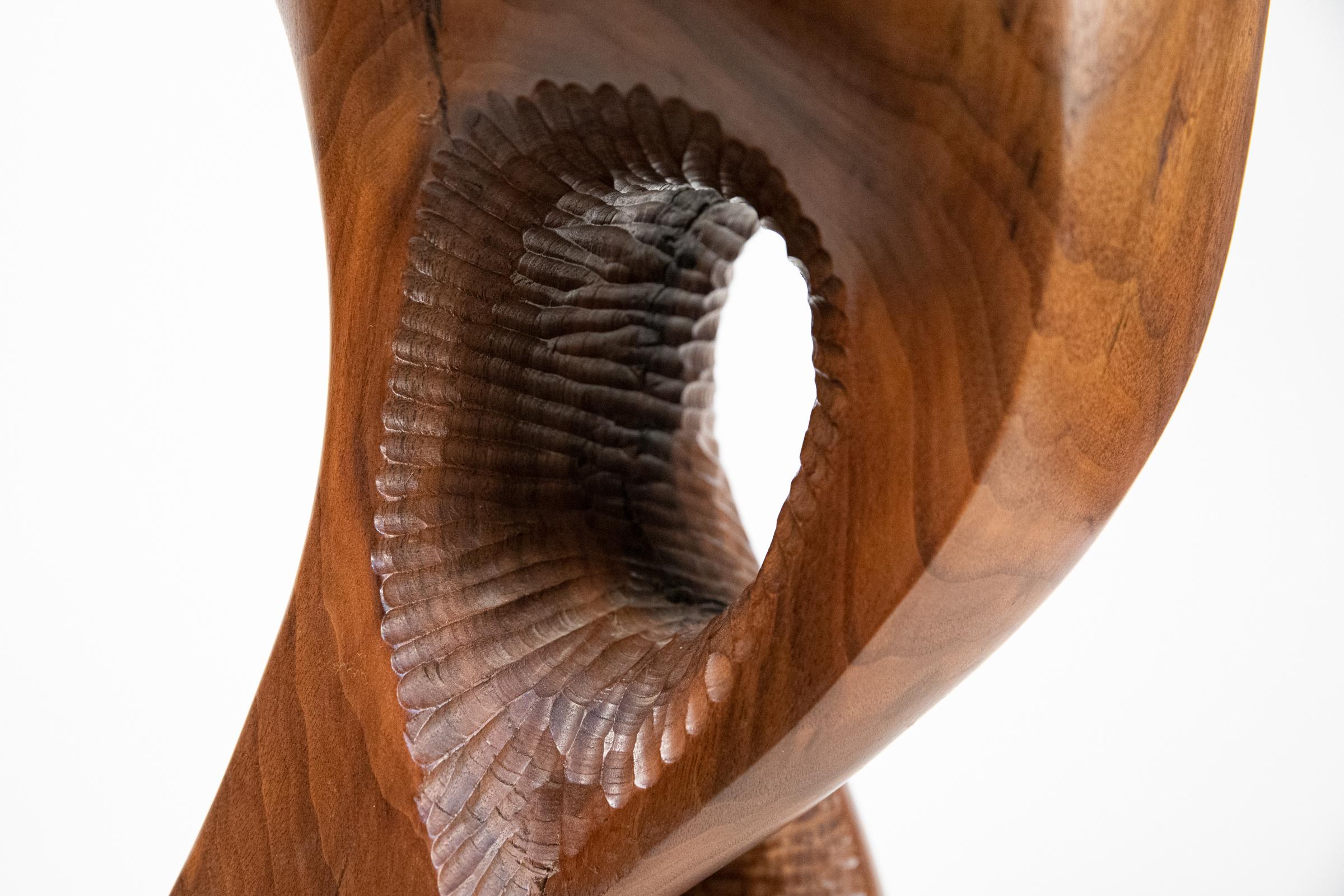 Vintage Large Carved Wood Abstract Sculpture Mid-Century Modern Brutalist 4