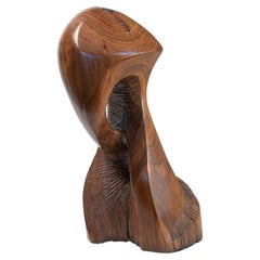 Vintage Large Carved Wood Abstract Sculpture Mid-Century Modern Brutalist