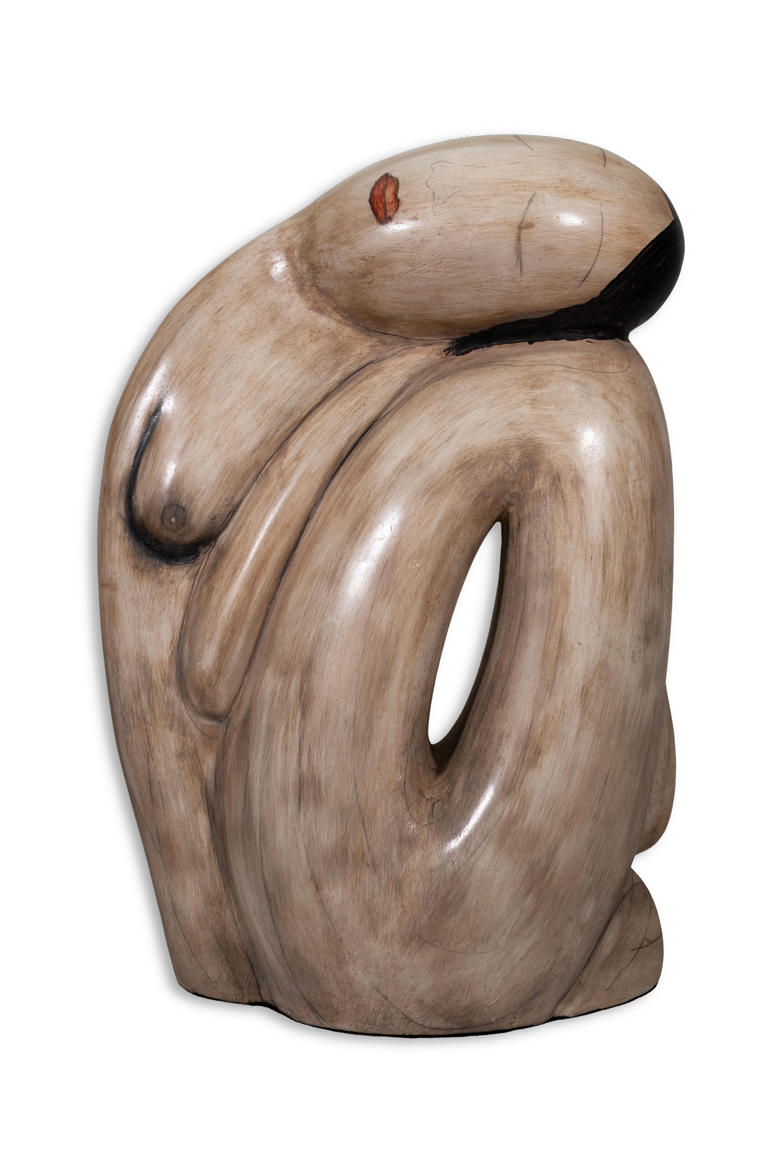 Questa scultura è un grande pezzo di ceramica ispirato allo stile di Brancusi, che raffigura una donna nuda in una posa esagerata e impossibile. Si tratta di un pezzo unico, che si aggiunge perfettamente a qualsiasi collezione. La scultura misura 33