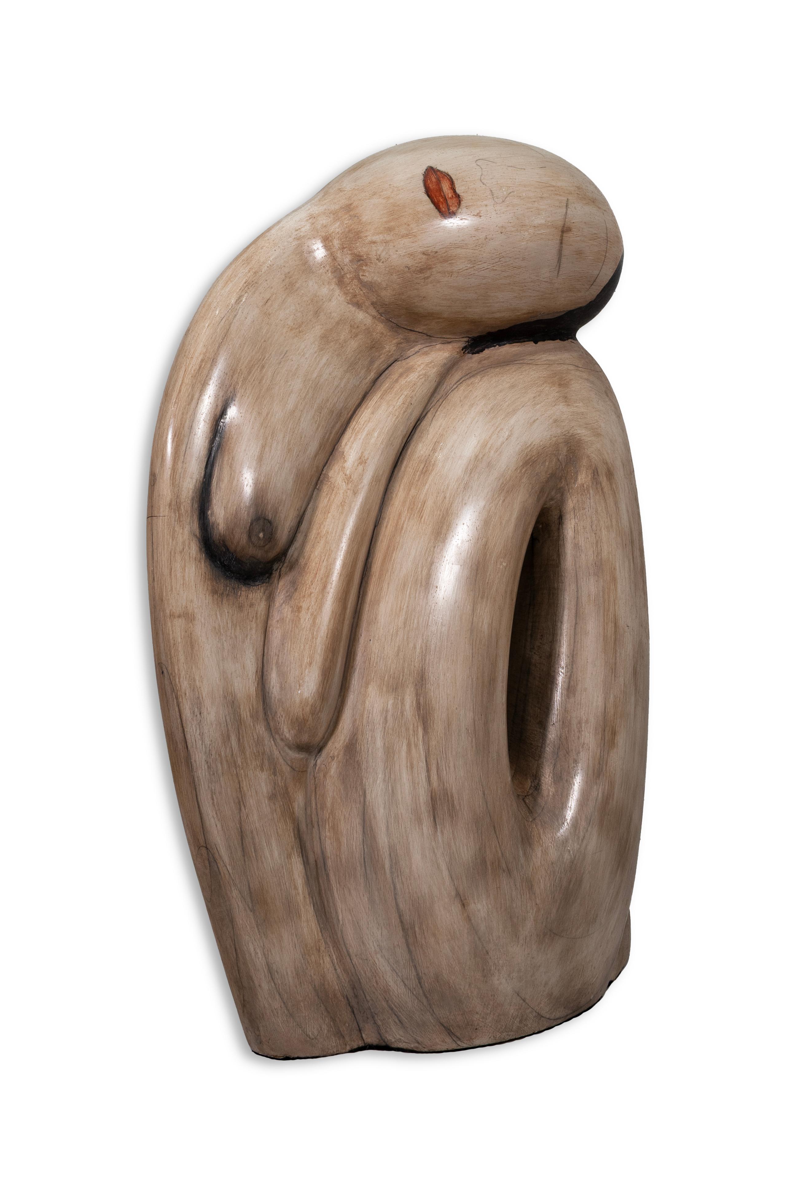 Sconosciuto Scultura da terra in ceramica vintage di grandi dimensioni in stile Brancusi con figura femminile nuda in vendita