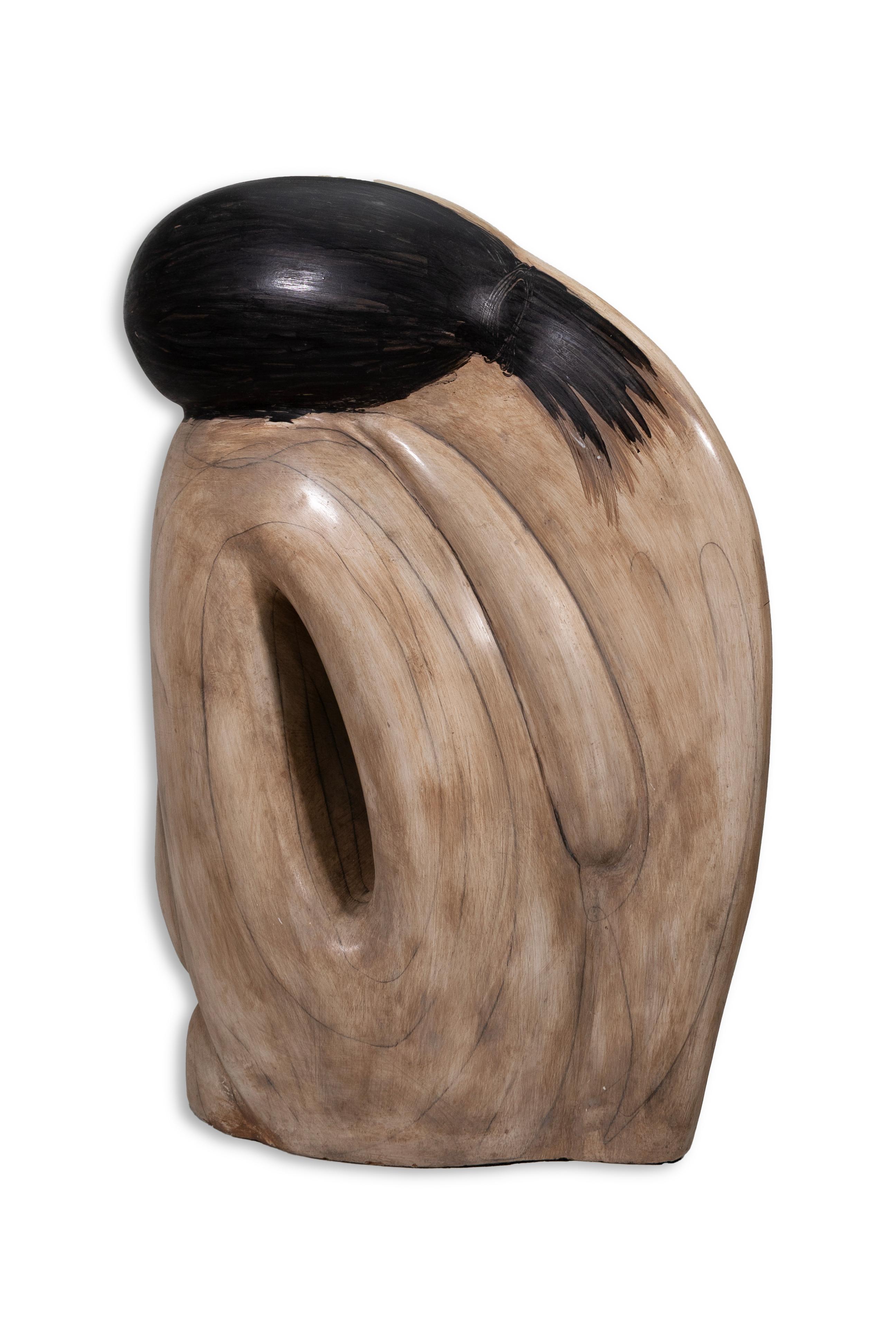 Scultura da terra in ceramica vintage di grandi dimensioni in stile Brancusi con figura femminile nuda In condizioni buone in vendita a Keego Harbor, MI
