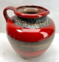 Vintage, Large Ceramic Fat Lava Henkel Vase Marked 606-24 W Germany