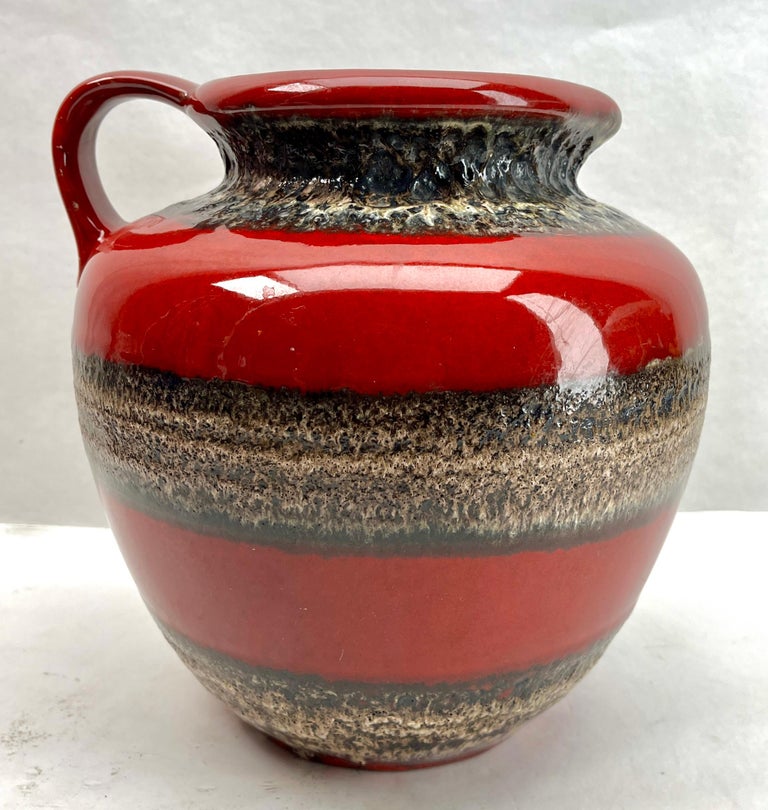 Vintage, Large Ceramic Fat Lava Henkel Vase Marked 606-24 W Germany