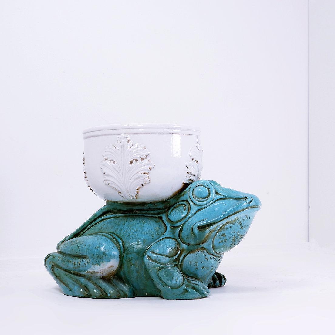 Vintage Large Ceramic Frog Planter - 1990s For Sale 2