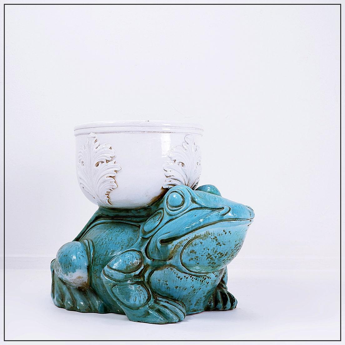 Vintage Large Ceramic Frog Planter - 1990s For Sale 4