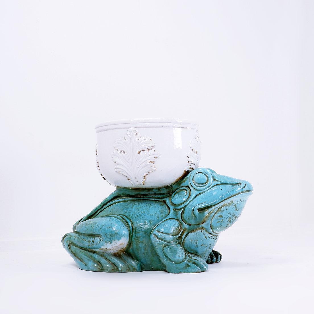 Vintage Large Ceramic Frog Planter - 1990s For Sale 5