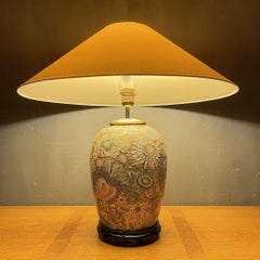 Vintage Large Ceramic Table Lamp Flower, Italy, 1970s