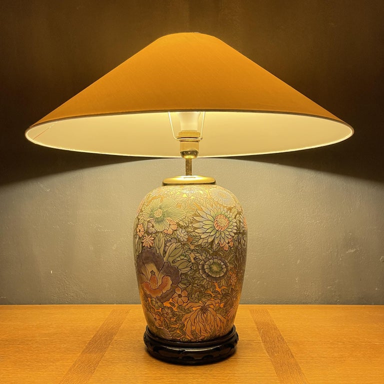 Vintage Large Ceramic Table Lamp Flower, Italy, 1970s For Sale at 1stDibs