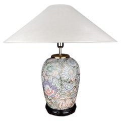 Lampada da tavolo grande in ceramica vintage Flower, Italia, anni '70