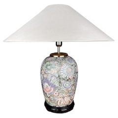 Grande lampe de bureau vintage en céramique Fleur, Italie, 1970