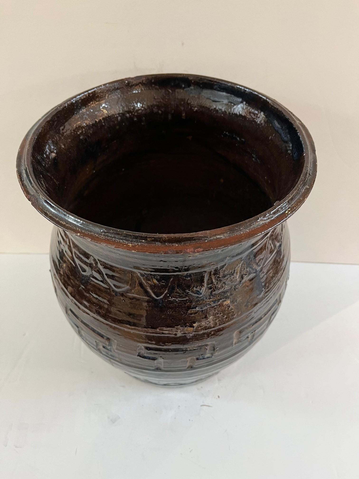 Glazed Vintage Large Ceramic Vase For Sale