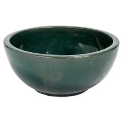 Vintage Large Chinese Green Glazed Terra Cotta Bowl