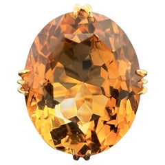 Vintage Large Citrine Ring 21.23ct 18k Yellow Gold