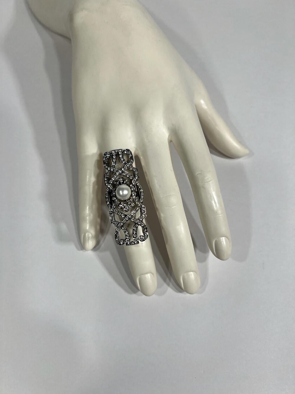 Art Deco Large Vintage Costume Diamond Cocktail Ring In Excellent Condition For Sale In New York, NY