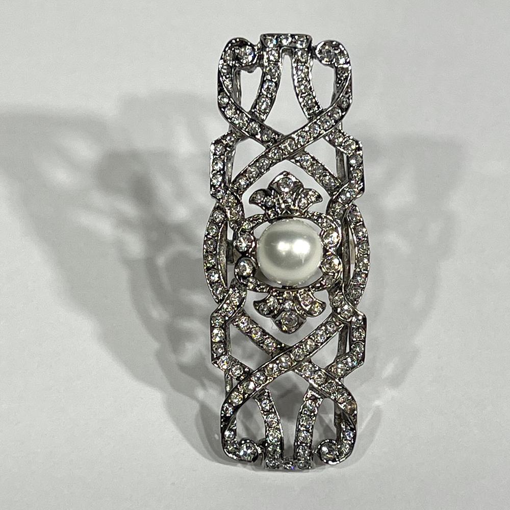 Women's or Men's Art Deco Large Vintage Costume Diamond Cocktail Ring For Sale