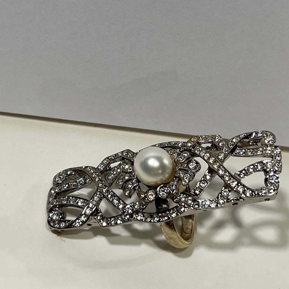 Art Deco Large Vintage Costume Diamond Cocktail Ring For Sale 1
