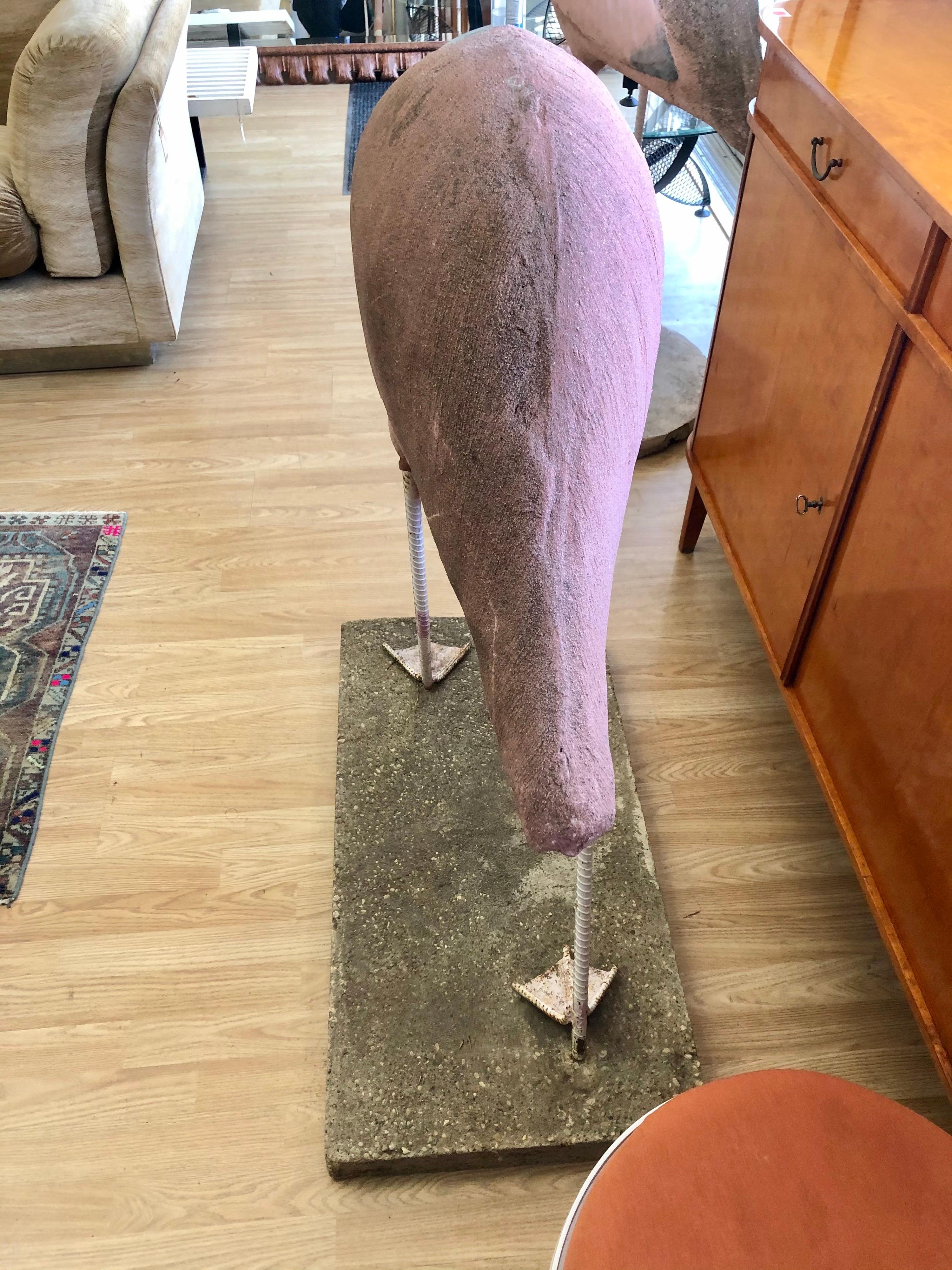 Vintage Large Concrete Standing Pink Flamingo Sculpture by Jorge Mercado In Good Condition In San Antonio, TX