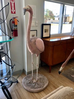 Vintage Large Concrete Upright Pink Flamingo Sculpture by Jorge Mercado