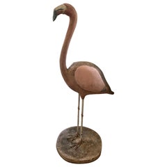 Vintage Large Concrete Upright Pink Flamingo Sculpture by Jorge Mercado