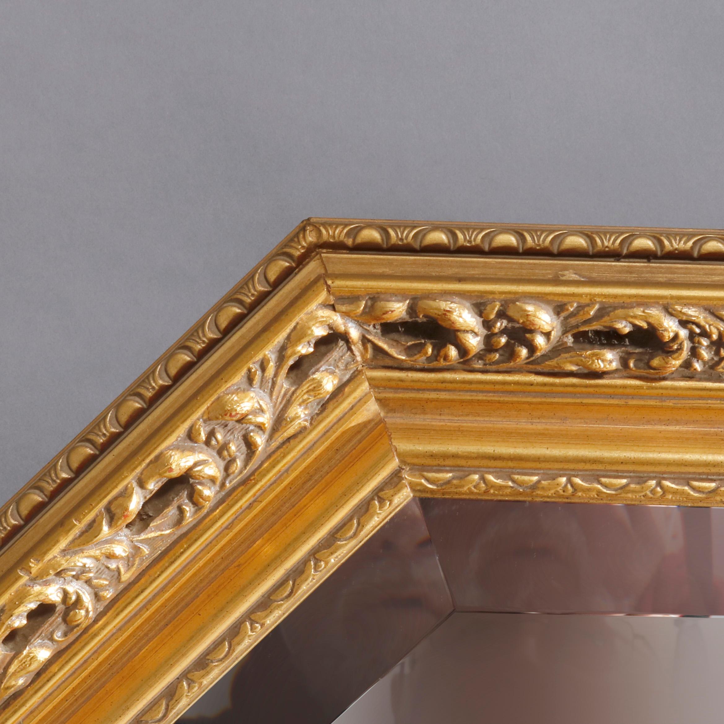 European Vintage Large Continental Style Giltwood Wall Mirror, 20th Century For Sale