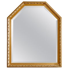 Grand miroir mural vintage de style continental en bois doré, 20ème siècle