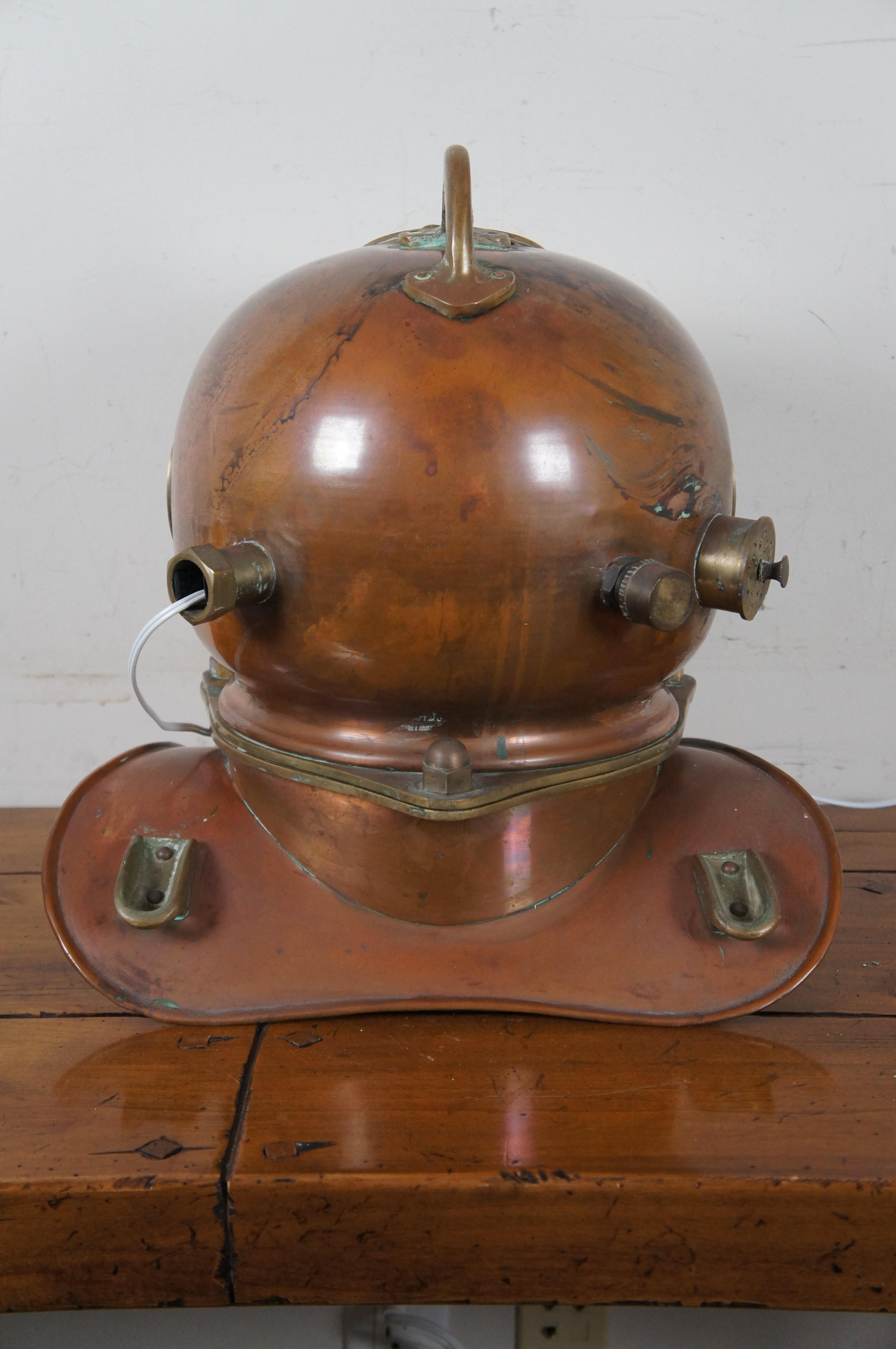 Große Kupfer- Diving Nautische Martime Divers Helm-Tischlampe, Vintage (Viktorianisch) im Angebot