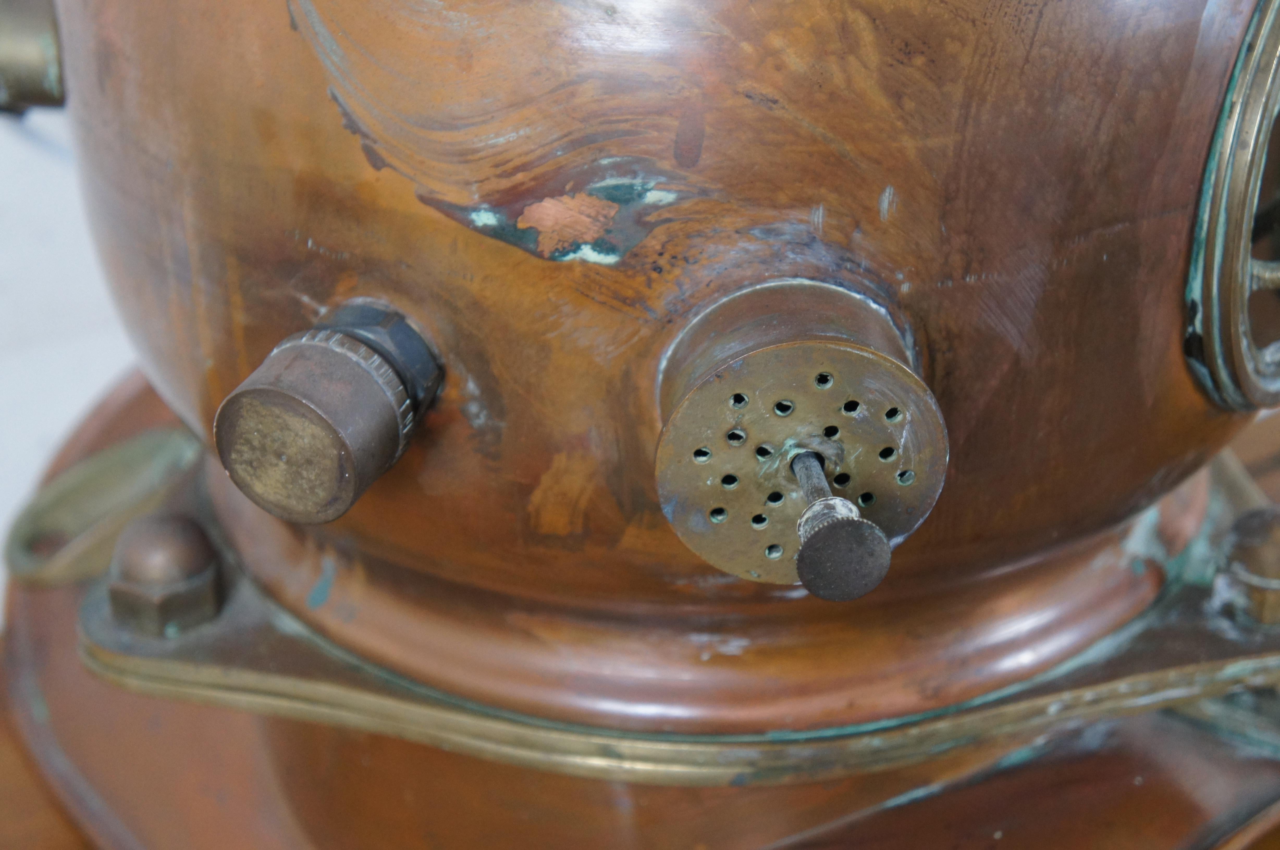 Große Kupfer- Diving Nautische Martime Divers Helm-Tischlampe, Vintage (Messing) im Angebot