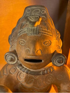 Vintage Large Cross-Legged Terra Cotta Statue of Xochipilli or Prince of Flowers