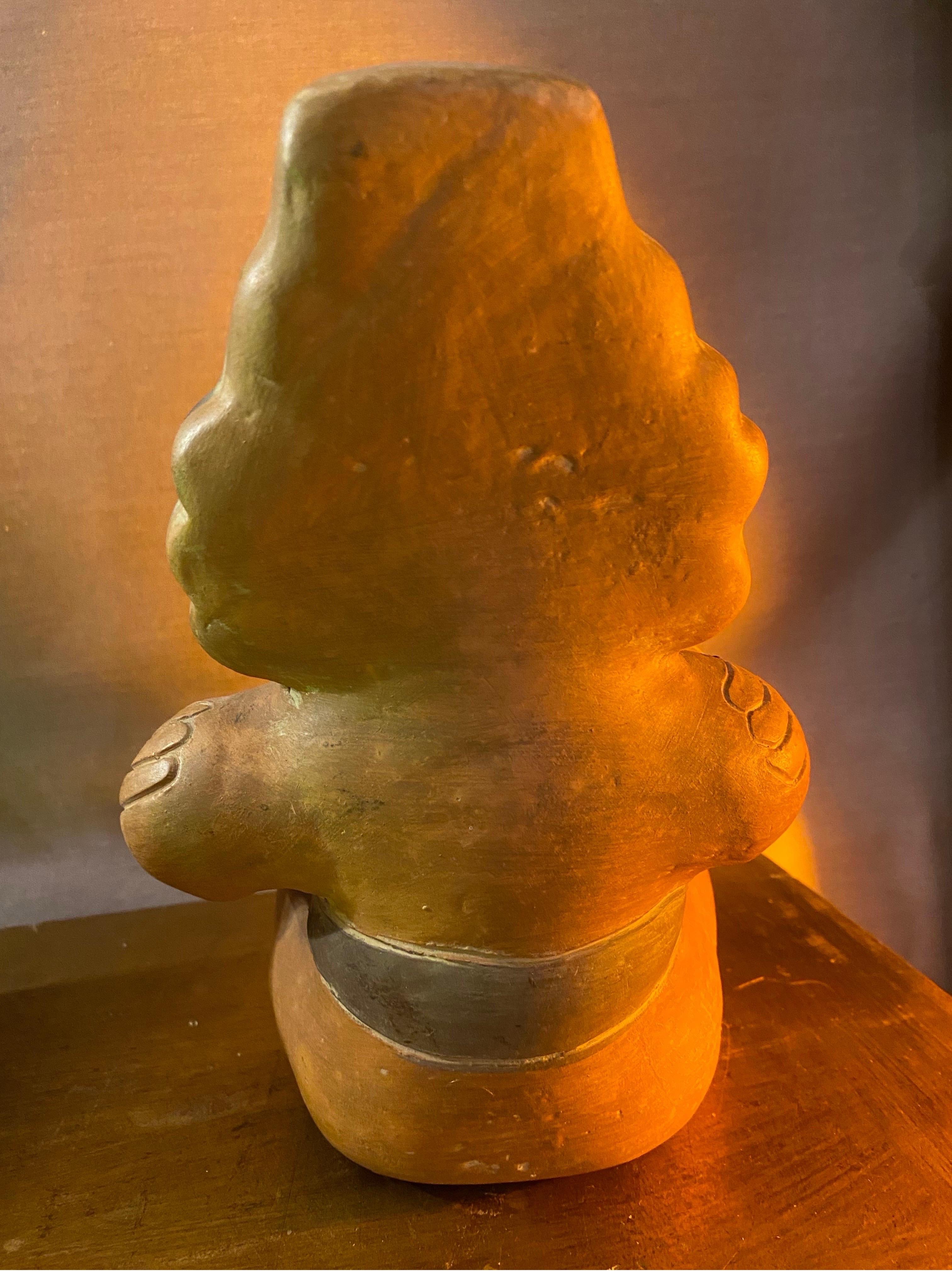 Pre-Columbian Vintage Large Cross-Legged Terra Cotta Statue of Xochipilli or Prince of Flowers