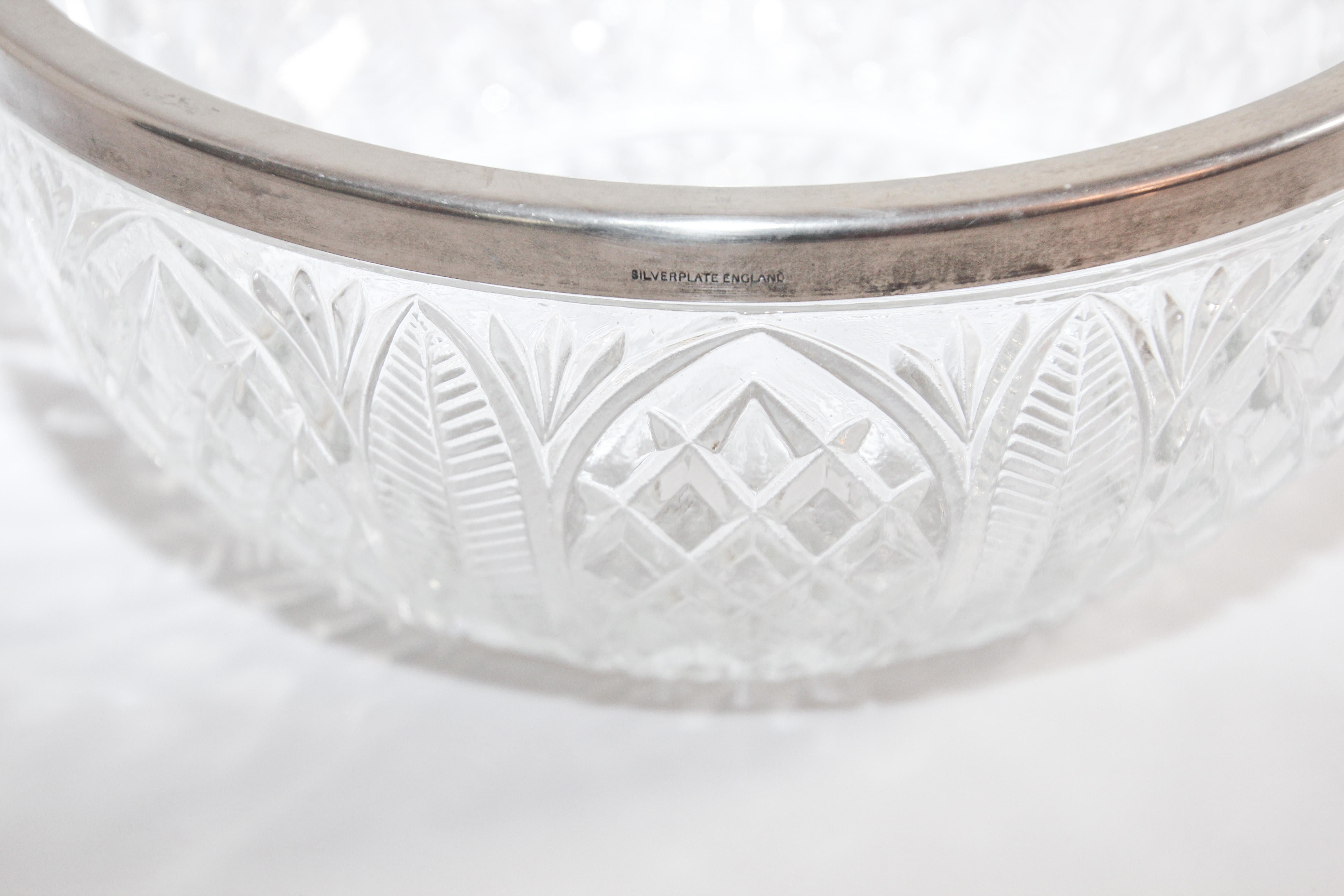 Vintage Large Crystal Bowl with Silver Plated Rim 4